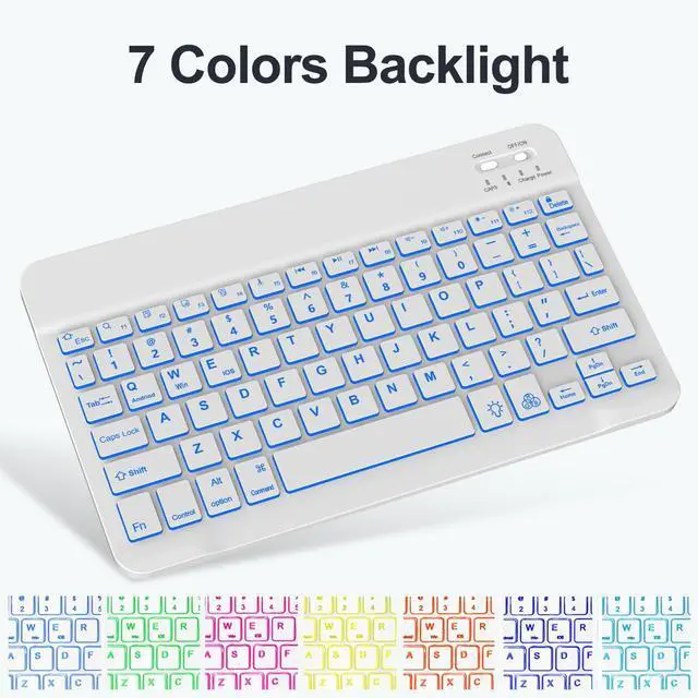 Alt view image 3 of 5 - BORIYUAN iPad 9th 2021/8th/7th Generation Keyboard Case, 7 Colors Backlit Detachable Keyboard Folio Smart Cover for iPad 10.2 Inch/iPad Air 10.5"(3rd Gen)/iPad Pro 10.5" with Pencil Holder  Dark Blue