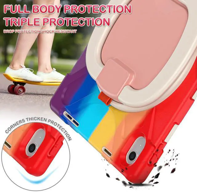 Alt view image 5 of 5 - BATYUE Case for iPad (A16) 11th/10th Gen 11''/10.9'' 2025/2022 - Heavy Duty Shockproof Cover with 360° Rotating & 180° Folding Stand, Screen Protector, Shoulder Strap & Pencil Holder | Colorful Red