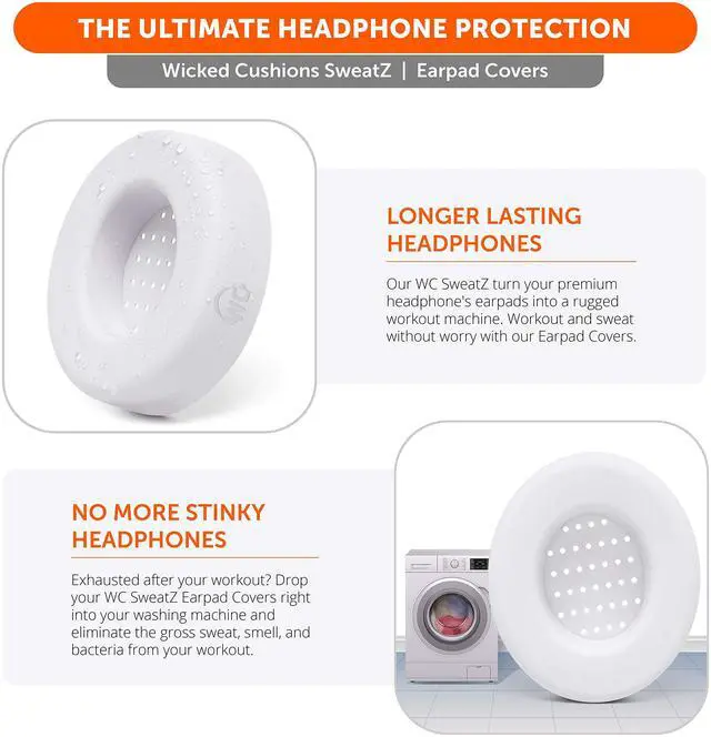 Alt view image 5 of 5 - WC SweatZ Studio - Patented Earpad Covers for Beats Studio 3 (A1914) & Beats Studio 2 (B0500 /B0501), Made by Wicked Cushions | Sweatproof & Easily Washable | White