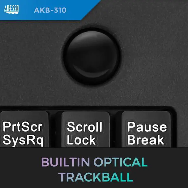 Alt view image 3 of 5 - ADESSO AKB-310UB - Wired USB Mini Trackball USB Keyboard, 87-Key US Layout, Black