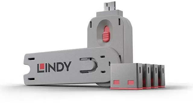 Alt view image 4 of 5 - Lindy USB Port Blocker - Pack of 4, Red (40450)