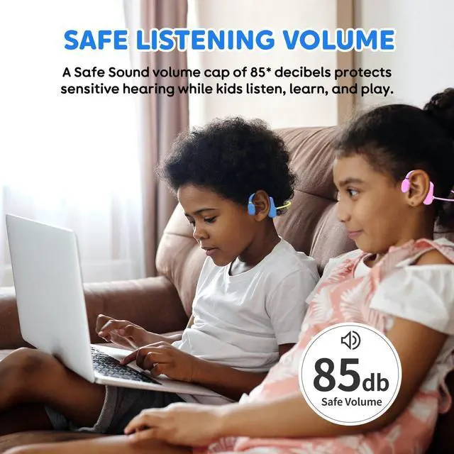 Alt view image 5 of 5 - TBtebeat Kids Open Ear Headphones: Bluetooth 5.3 Air Conduction Open Ear Headphones Air Conduction Earbuds with Mic for Boys Girls School/Study/Listen to Music/Watch iPad(Blue002)