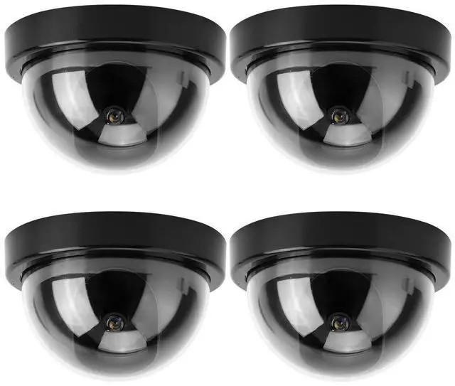 Main image of Simulated Security Camera Fake,Outdoor Camera Dummy Security Cameras Fake D,Surveillance Cameras 4Pcs Dome Simulation Camera CCTV Dummy Fake Security Camera with Flashing Led Light(White)(Black)