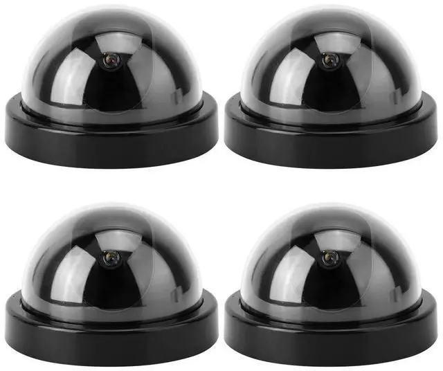 Alt view image 4 of 5 - Simulated Security Camera Fake,Outdoor Camera Dummy Security Cameras Fake D,Surveillance Cameras 4Pcs Dome Simulation Camera CCTV Dummy Fake Security Camera with Flashing Led Light(White)(Black)