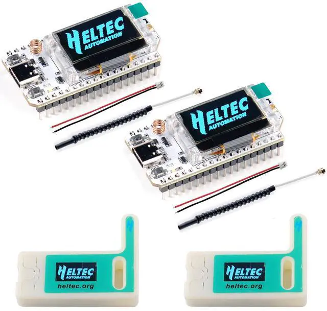 Main image of 2 Sets 0.96 inch OLED WiFi Esp32 Lora V3 Development Board Type-C USB SX1262 Lora Module Integrated WiFi Bluetooth 868MHZ 915MHZ + IPX IPEX 1.13 UF.L Antennas + Cases