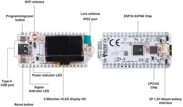 Alt view image 3 of 5 - 2 Sets 0.96 inch OLED WiFi Esp32 Lora V3 Development Board Type-C USB SX1262 Lora Module Integrated WiFi Bluetooth 868MHZ 915MHZ + IPX IPEX 1.13 UF.L Antennas + Cases