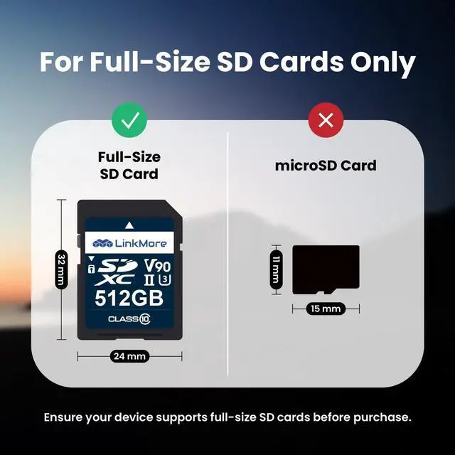 Alt view image 2 of 5 - LinkMore XV29 512GB SDXC UHS-II Card UHS-II SD Crd, C10, U3, V90, SD Card for Digital Camera, Drone Support 4K 8K Video, Camera Memory Cards up to 250MB/s Read Speed, 220MB/s Write Speed