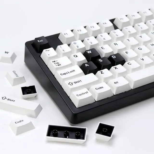 Main image of KBDiy Bow PBT Double Shot Keycap Set,174 Keys White and Black Custom Key Cap Keycaps 60 Percent Cherry Profile Keycaps for 61/64/68/84/87/100/104/108 Mechanical Keyboard