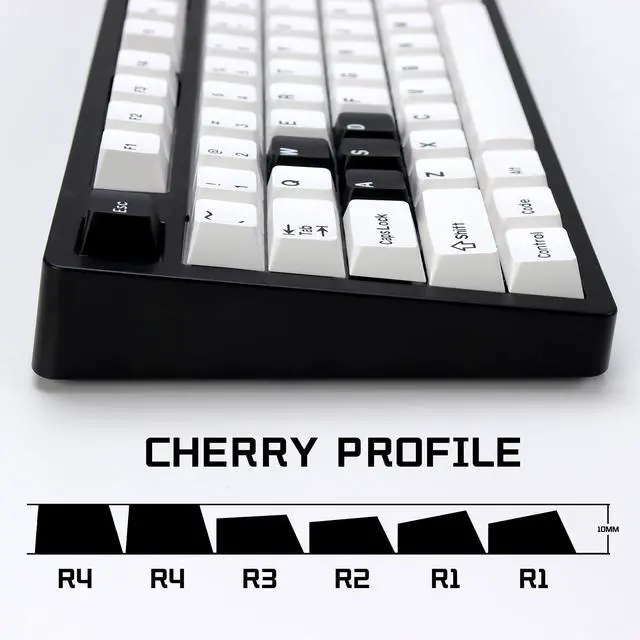 Alt view image 3 of 5 - KBDiy Bow PBT Double Shot Keycap Set,174 Keys White and Black Custom Key Cap Keycaps 60 Percent Cherry Profile Keycaps for 61/64/68/84/87/100/104/108 Mechanical Keyboard