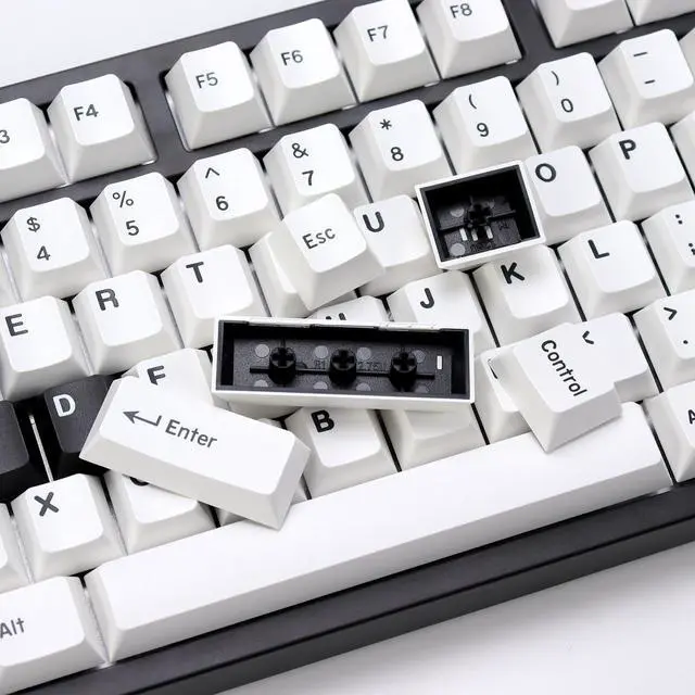 Alt view image 4 of 5 - KBDiy Bow PBT Double Shot Keycap Set,174 Keys White and Black Custom Key Cap Keycaps 60 Percent Cherry Profile Keycaps for 61/64/68/84/87/100/104/108 Mechanical Keyboard