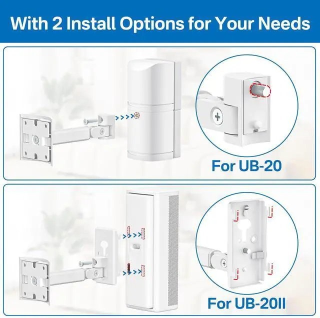 Alt view image 2 of 5 - Angle Adjustable Wall Mount for Bose Speaker - Ceiling & Wall Mount for UB-20 Series II, SoundTouch, CineMate, Lifestyle, Acoustimass, Cube Surround Bracket, White