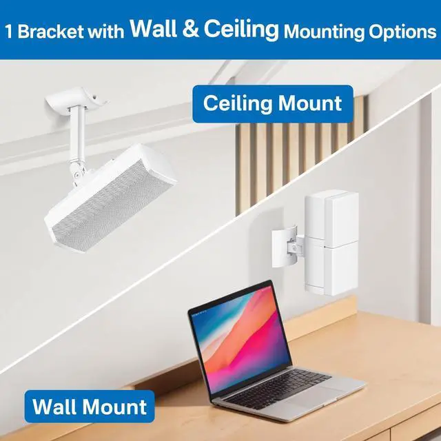 Alt view image 4 of 5 - Angle Adjustable Wall Mount for Bose Speaker - Ceiling & Wall Mount for UB-20 Series II, SoundTouch, CineMate, Lifestyle, Acoustimass, Cube Surround Bracket, White