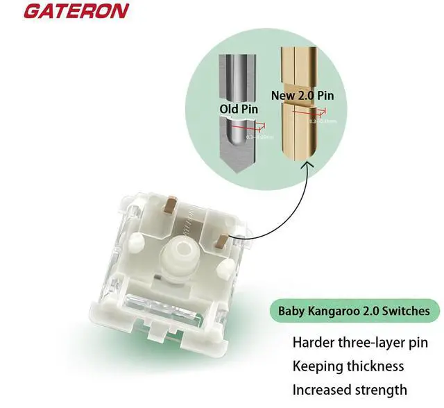 Alt view image 4 of 5 - Gateron Baby Kangaroo 2.0 Keyboard Switches, 5-Pin Factory Pre-lubed 59gf Heavy Tactile Green Switches,22mm Dual-Stage Spring,Suitable for MX Mechanical Keyboards(36PCS,Green)