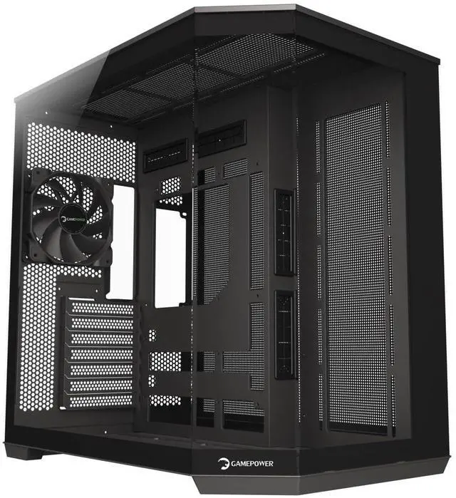 Main image of GAMEPOWER Warcry Edge Mid-Tower ATX Gaming Pc Case, Elegant Design, Dual-Compartment Tempered Glass, Includes 1x PWM Fan, Type-C, Dust Filter, Black