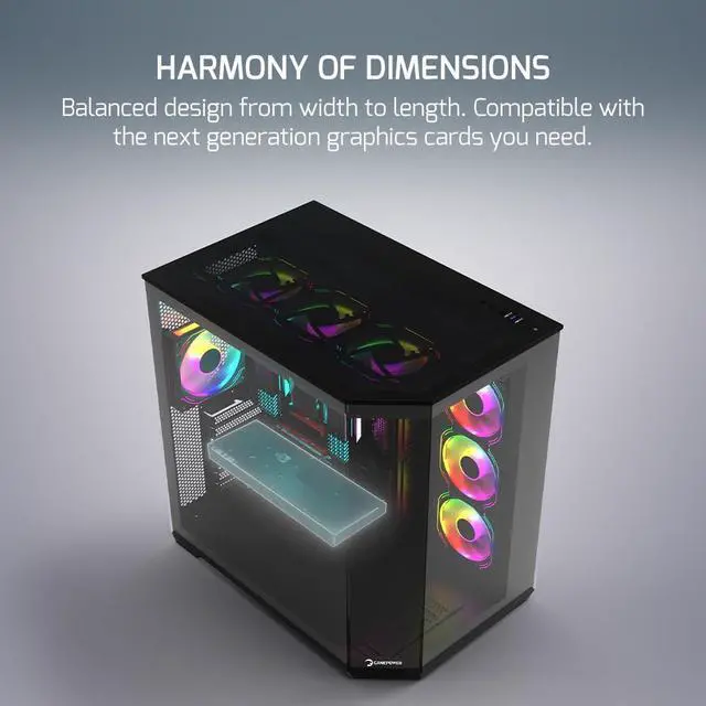 Alt view image 5 of 5 - GAMEPOWER Warcry Edge Mid-Tower ATX Gaming Pc Case, Elegant Design, Dual-Compartment Tempered Glass, Includes 1x PWM Fan, Type-C, Dust Filter, Black