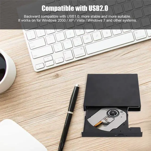 Alt view image 3 of 5 - fo sa Computer Optical Drive USB2.0 DVD,RW Portable External Laptop Desktop PC CD DVD RW for Win 2000,Win XP,Win Vista,Win 7