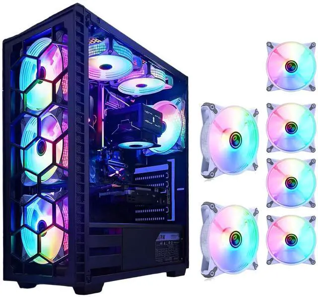 Main image of DS Static RGB LED 120MM White Case Fan for PC Cases, CPU Coolers, Radiators System (6 Pack RGB Fans kit, DK Series)
