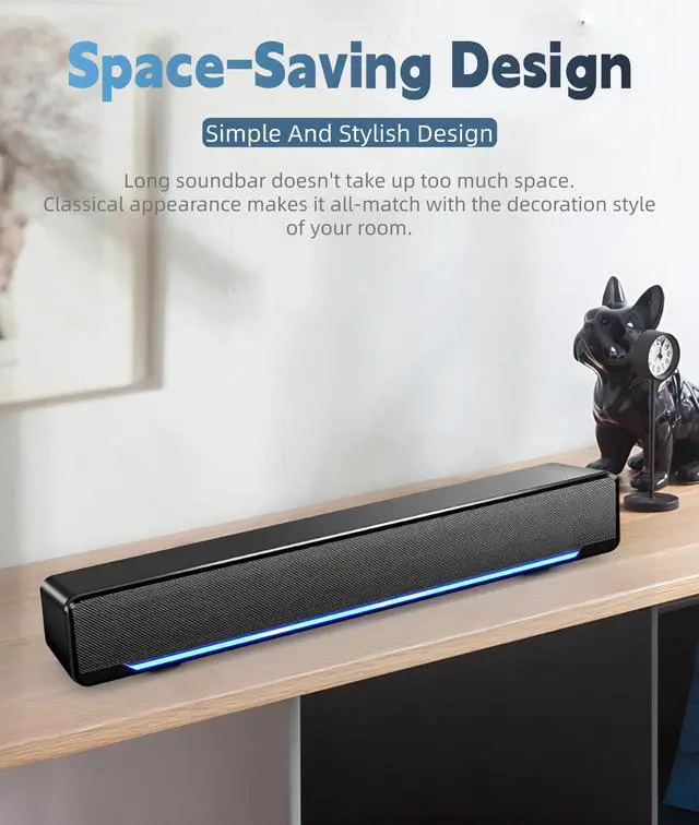 Alt view image 5 of 5 - Soundbar,USB Wired SoundBar,Music Player with Bass Surround,Stereo USB Powered Mini Soundbar Speakers with 3.5mm Input for PC Tablets Laptop Desktop Projector Cellphone for Home Theater(Black)