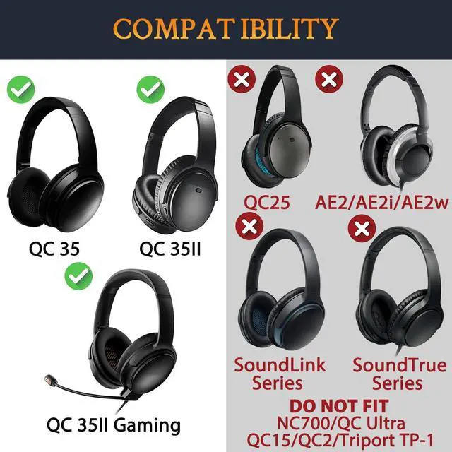 Alt view image 2 of 5 - SOULWIT Replacement Headband Pad Kit for Bose QC35 & QuietComfort 35 II (QC35 ii) Headphones, Easy DIY Installation (Black)