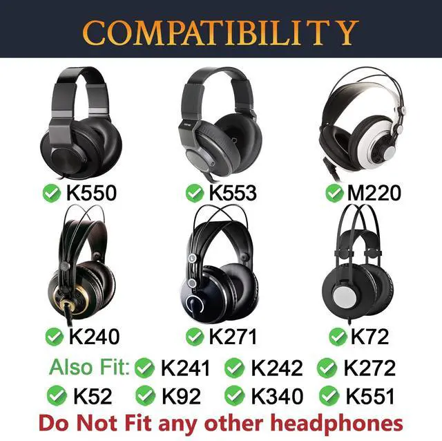 Alt view image 2 of 5 - SOULWIT Cooling Gel Earpads Replacement for AKG Pro Audio K52 K72 K92 M220 K240 K241 K242 K271 K272 K340 K550 K551 K553 S MKII MK2, Ear Pads Cushions with Noise Isolation Foam - Black