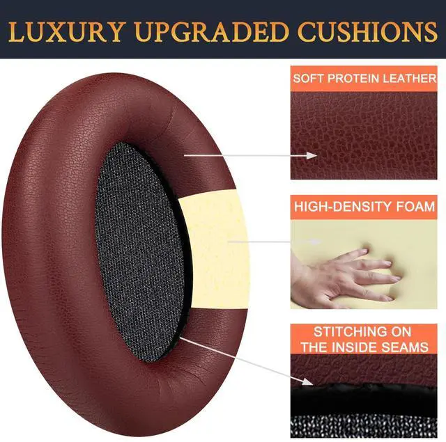 Alt view image 3 of 3 - SOULWIT Professional Earpads Cushions Replacement for Sony WH-1000XM3 (WH1000XM3) Over-Ear Headphones, Ear Pads with Softer Protein Leather, Noise Isolation Memory Foam, Added Thickness (Burgundy)