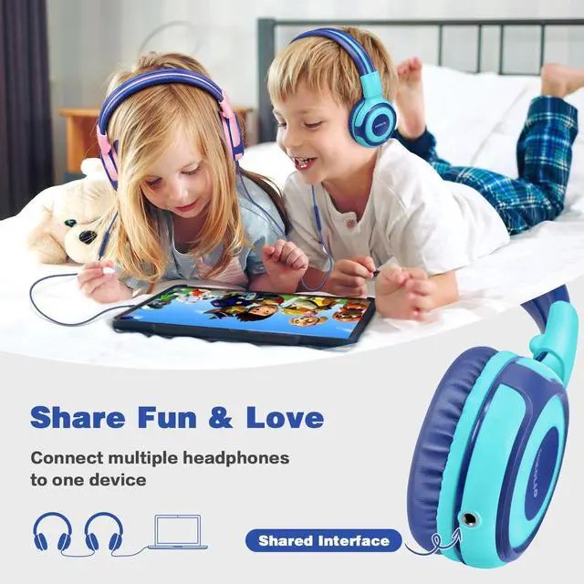 Alt view image 4 of 5 - SIMOLIO Wired Headphones School with Microphone, Stereo Kids Headphone with Mic for Student K-12 & Teacher & E-Learning, 3 Levels Volume Limiter Gaming Headphone for Boys, Girls