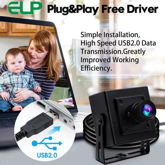 Alt view image 3 of 5 - ELP Mini Box USB Camera for Computer 5megapixel HD Webcam with 3.6mm Lens for Machine Vision OV5640 UVC USB2.0 Lightburn PC Camera for Engraving Machine,3D Printer,Robot,3D Scanner