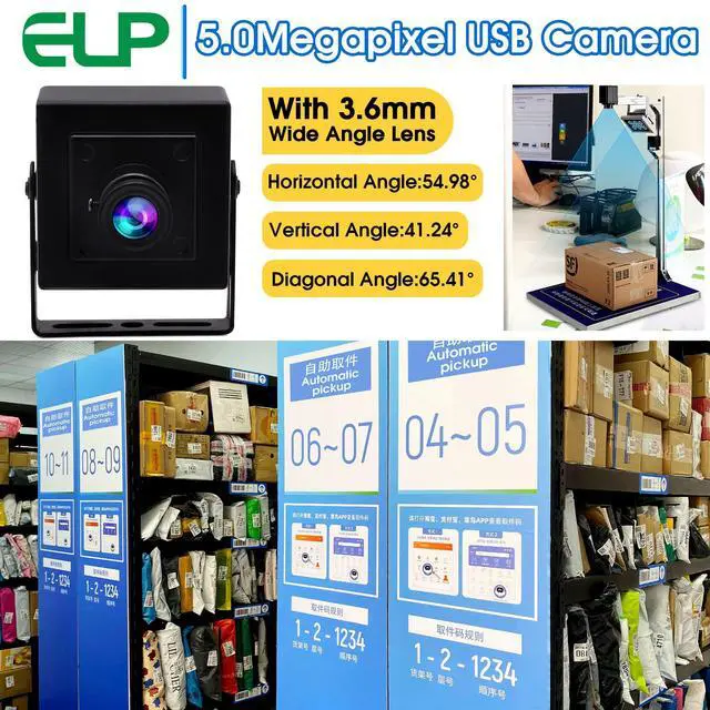 Alt view image 4 of 5 - ELP Mini Box USB Camera for Computer 5megapixel HD Webcam with 3.6mm Lens for Machine Vision OV5640 UVC USB2.0 Lightburn PC Camera for Engraving Machine,3D Printer,Robot,3D Scanner
