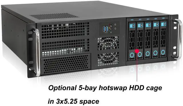 Alt view image 5 of 5 - RackChoice 3u Rackmount Server Chassis EATX/ATX/MATX with 4x5.25 + 6x3.5 Support ATX PSU with Either top or Side Cooling / 21.65 deptth