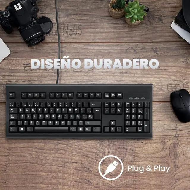 Alt view image 4 of 5 - Perixx PERIBOARD-106B ES Teclado USB Español - Alto Rendimiento - Teclas más Altas - Tamaño Completo con Teclado Numérico - Negro - QWERTY Español
