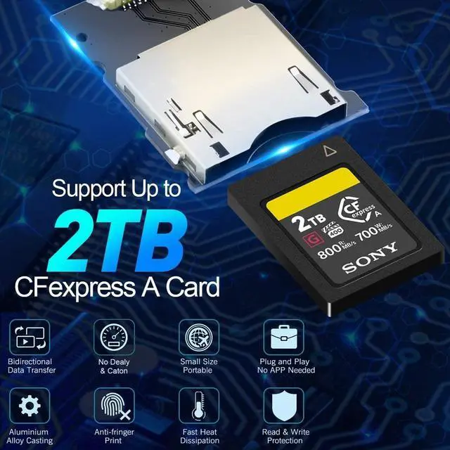 Alt view image 3 of 5 - CFexpress Type A Card Reader (10Gbps) Portable Aluminum CFexpress Card Reader Support USB3.1 Gen2,Thunderbolt 3 Port Connection CF Express Type A Adapter Compatible with Windows/Mac OS/Linux