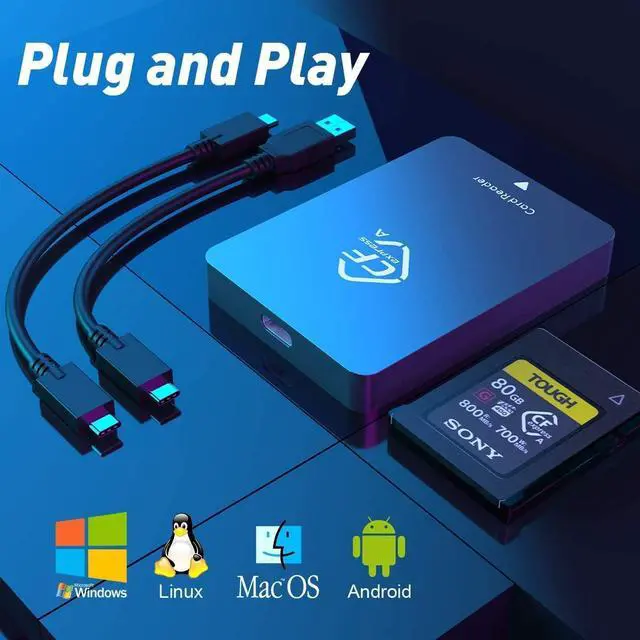Alt view image 4 of 5 - CFexpress Type A Card Reader (10Gbps) Portable Aluminum CFexpress Card Reader Support USB3.1 Gen2,Thunderbolt 3 Port Connection CF Express Type A Adapter Compatible with Windows/Mac OS/Linux