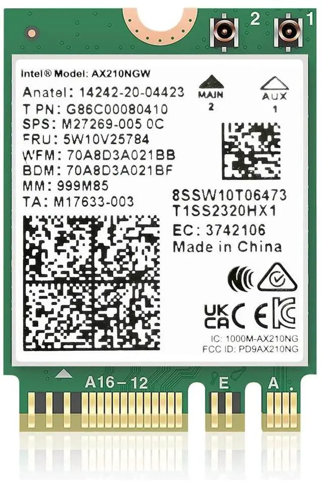 Main image of AX210NGW WiFi 6E Card M.2 5400Mbps Tri-Band Wireless Module for Laptop,11AX WiFi Adapter with Bluetooth 5.3,MU-MIMO, Ultra-Low Latency, NGFF, Supports Windows 11/10 (64bit)