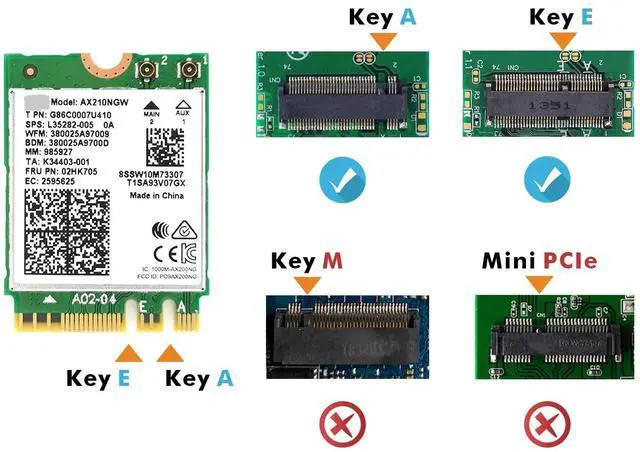 Alt view image 3 of 4 - AX210NGW WiFi 6E Card M.2 5400Mbps Tri-Band Wireless Module for Laptop,11AX WiFi Adapter with Bluetooth 5.3,MU-MIMO, Ultra-Low Latency, NGFF, Supports Windows 11/10 (64bit)