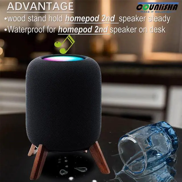 Alt view image 3 of 5 - Real Wood Stand for Homepod 2nd gen (2023 Released), Wooden Holder with Metal Frame for Better Sound,Sturdy Stable Mount with Anti-Slip Protects Apple Home pod 2nd Smart Speaker (Walnut)
