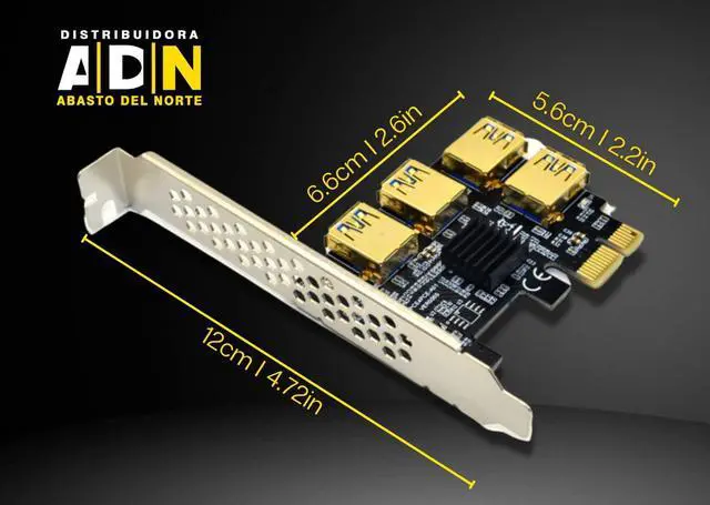 Alt view image 2 of 4 - [ABASTO] Pcie 4 in 1 USB 3.0 Splitter Riser Card, Gold Crypto Mining, 1 to 4 Adapter gpu Riser Card, Bitcoin Miner