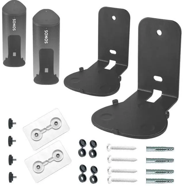 Main image of EMAQUIN Wall Mounts Brackets for Sonos Roam 2/Sonos Roam/Sonos Roam SL(Include 2 PCS,Drill Free,Sturdy Metal,Enduring Paint Finish,Easy Install,Compatible with Sonos Roam/Roam 2/Roam SL,Black)