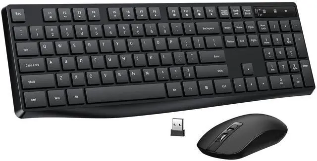 Main image of Wireless Keyboard and Mouse Combo, Lovaky 2.4G Full-Sized Ergonomic Keyboard Mouse, 3 DPI Adjustable Cordless USB Keyboard and Mouse, Quiet Click for Computer/Laptop/Windows/Mac (1 Pack, Black)