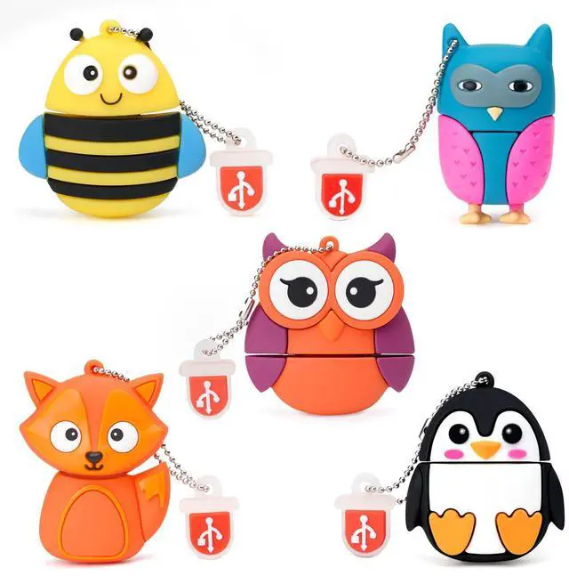 Main image of 32GB USB Flash Drive Pack of 5 Pcs, BorlterClamp Thumb Drive with Cute Animal Pattern Lovely Memory Sticks