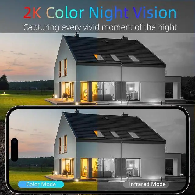 Alt view image 4 of 5 - Rraycom 4Pack Security Cameras Wireless Outdoor, 5MP Battery Powered Indoor Camera, 130° FOV, Color Night Vision, Spotlight Siren Alarm, 2-Way Audio, Cloud/SD, w/Alexa