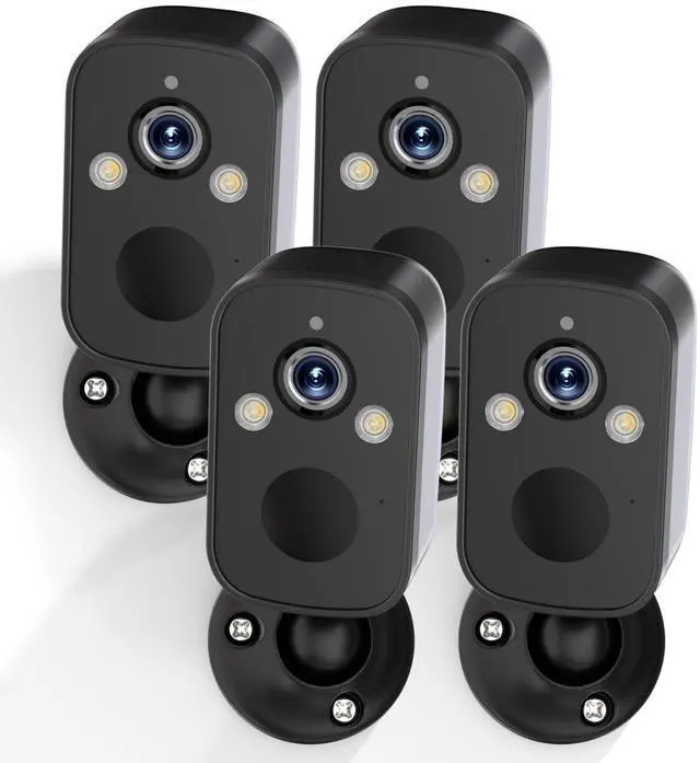 Main image of Rraycom 4Pack Security Cameras Wireless Outdoor, 5MP Battery Powered Indoor Camera, 130° FOV, Color Night Vision, Spotlight Siren Alarm, 2-Way Audio, Cloud/SD, w/Alexa