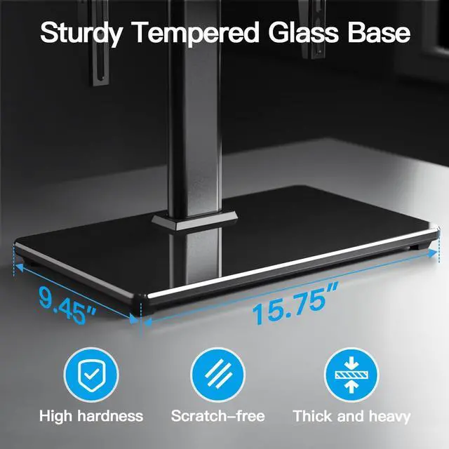 Alt view image 4 of 5 - PERLESMITH Universal TV Stand Table Top TV Base for 32 to 60,65 inch LCD LED OLED 4K Flat Screen TVs-Height Adjustable TV Mount Stand with Tempered Glass Base,VESA 400x400mm,Holds up to 88lbs,PSTVS15