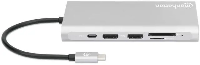 Alt view image 5 of 5 - Manhattan USB-C PD 12-in-1 Docking Station with MST for Three HDMI Monitors