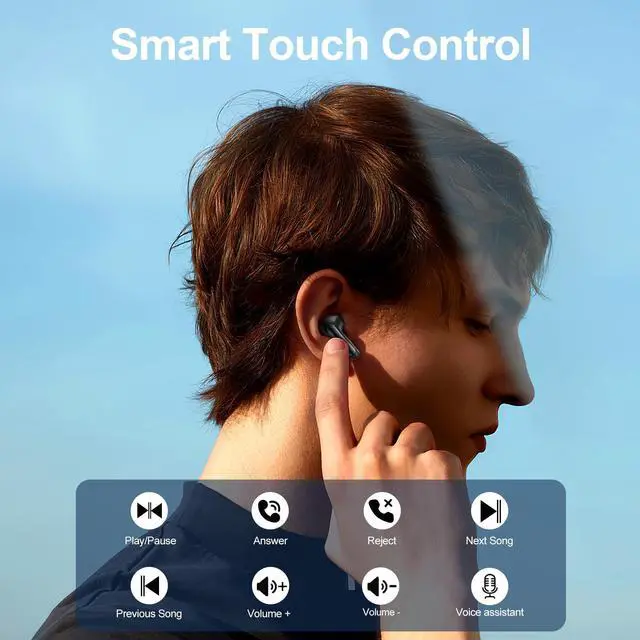 Alt view image 2 of 4 - Blackview Wireless Earbuds, 2025 Bluetooth 5.3 Headphones, 56Hrs Hi-Fi Stereo Deep Bass Earphones with 4 ENC Noise Cancelling Mics, IPX7 Waterproof Ear Buds for iPhone Android Phones Laptop