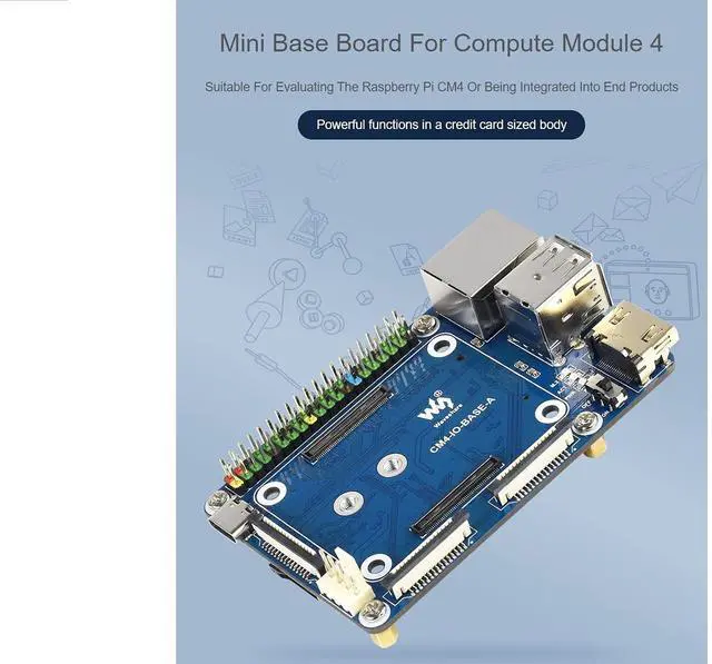 Alt view image 3 of 5 - for Raspberry Pi Compute Module 4 IO Board,Mini Base Board (A) Lite Version with Standard CM4 Socket and Color-Coded Raspberry Pi 40PIN GPIO Header Onboard CSI/DSI/FAN/HDMI/USB/RJ45 Connectors