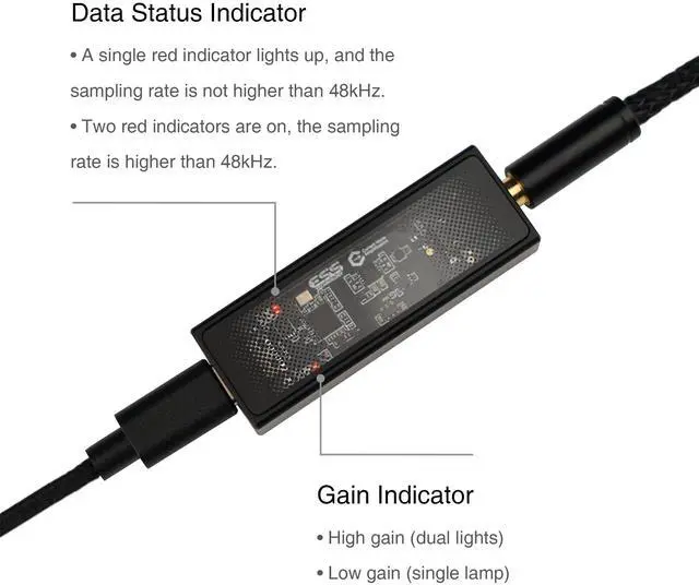 Alt view image 5 of 5 - Questyle M12i HiFi Headphone Amplifier [MFi Certified] Portable USB DAC Lossless Mini Audio Amps Supports PCM 768kHz/DSD512 with 3.5mm Outputs High Resolution for Smartphones/PC/Laptops