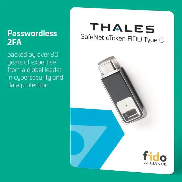 Alt view image 3 of 5 - Thales - SafeNet eToken FIDO - FIDO2 Certified Security Key - Passwordless Phishing-Resistant Authentication for Web Apps, Devices & Desktops - USB-C