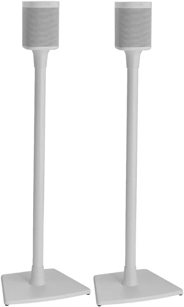 Main image of Sanus Speaker Stands Pair for Sonos One, One SL & Play:1 - Premium Fixed Height Speaker Stand w/Built-in Cable Management Channels & Easy 3-Step Install  White, Pair