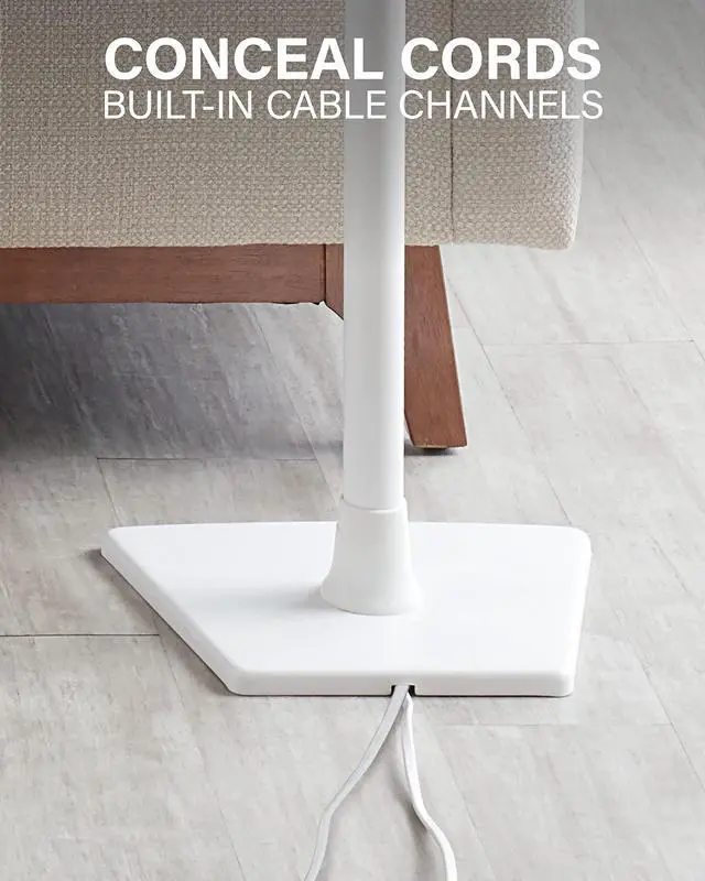 Alt view image 4 of 5 - Sanus Speaker Stands Pair for Sonos One, One SL & Play:1 - Premium Fixed Height Speaker Stand w/Built-in Cable Management Channels & Easy 3-Step Install  White, Pair