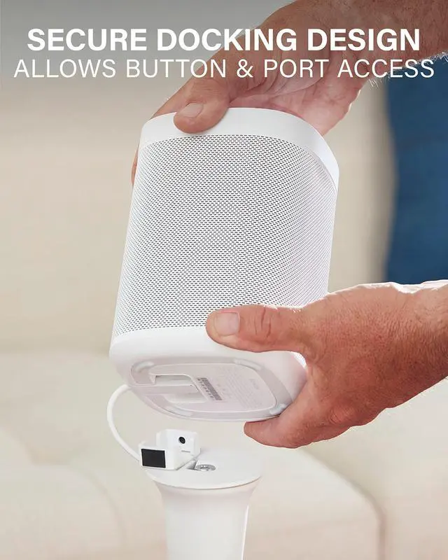 Alt view image 5 of 5 - Sanus Speaker Stands Pair for Sonos One, One SL & Play:1 - Premium Fixed Height Speaker Stand w/Built-in Cable Management Channels & Easy 3-Step Install  White, Pair
